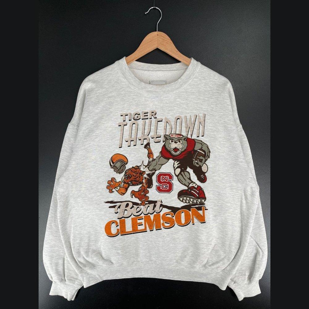 Tiger Takedown Beat Clemson Nc State Tigers Retro Sweatshirt
